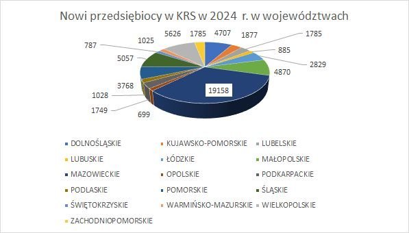 nowe firmy w KRS z kapitałem zagranicznym w województwach 2024 r.