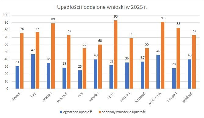 upadłość firm i oddalenia wniosków o upadłość w 2025 r.