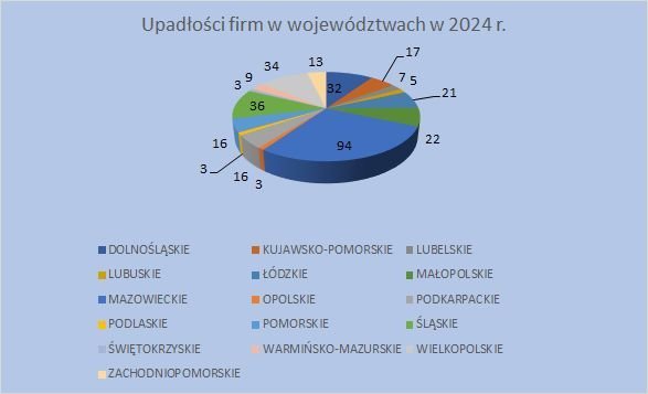 upadłości firm w województwach  2024