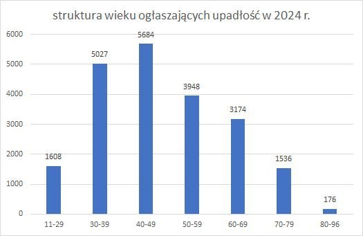 upadłość konsumencka struktura wieku 2024 r.