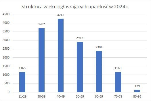 upadłość konsumencka struktura wieku 2024 r.