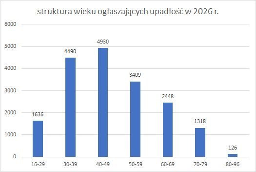 upadłość konsumencka struktura wieku 2026 r.